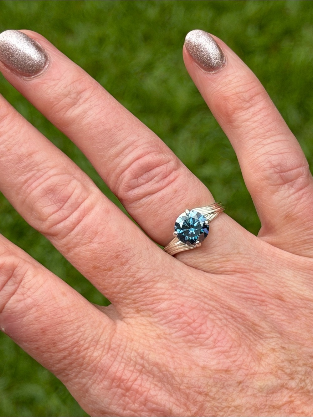 2CT Certified Blue Diamond Moissanite Solitaire Ring in 925 Sterling Silver Sz 7 - Picture 14 of 16